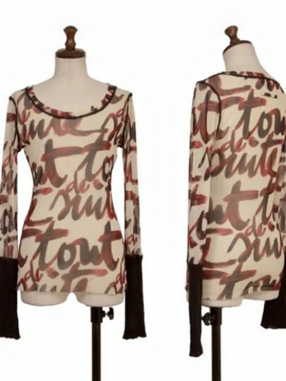 Jean Paul Gaultier Tout De Suite Mesh 40 AW01 Blood Script Handwriting